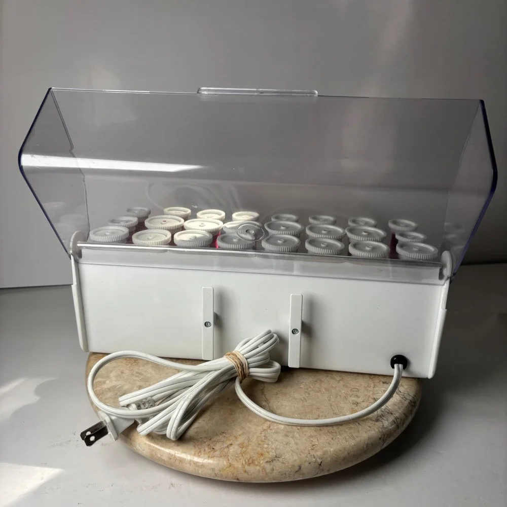Salon Selectives Electric Hair Roller Set SS-24ZR Red White 24 Flocked Rollers